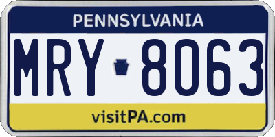 PA license plate MRY8063