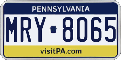 PA license plate MRY8065