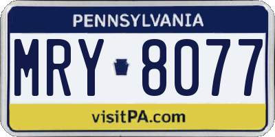 PA license plate MRY8077