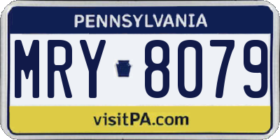 PA license plate MRY8079