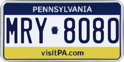 PA license plate MRY8080