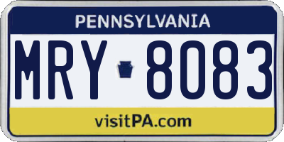 PA license plate MRY8083