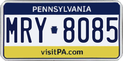 PA license plate MRY8085