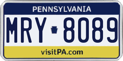 PA license plate MRY8089