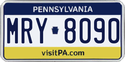 PA license plate MRY8090