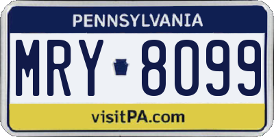 PA license plate MRY8099