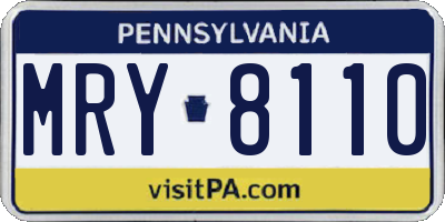 PA license plate MRY8110