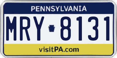 PA license plate MRY8131