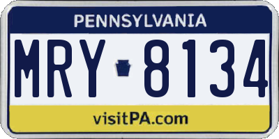 PA license plate MRY8134