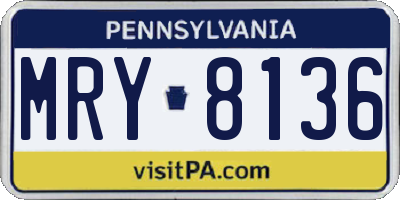 PA license plate MRY8136