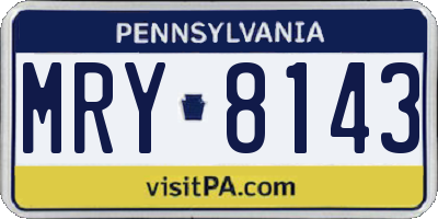 PA license plate MRY8143