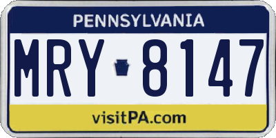 PA license plate MRY8147