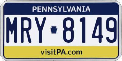 PA license plate MRY8149