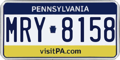 PA license plate MRY8158