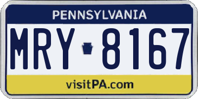 PA license plate MRY8167