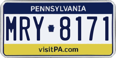 PA license plate MRY8171
