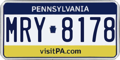 PA license plate MRY8178