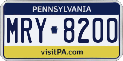 PA license plate MRY8200