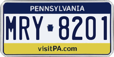 PA license plate MRY8201