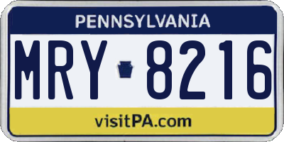PA license plate MRY8216