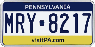 PA license plate MRY8217