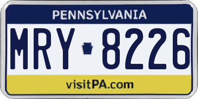 PA license plate MRY8226
