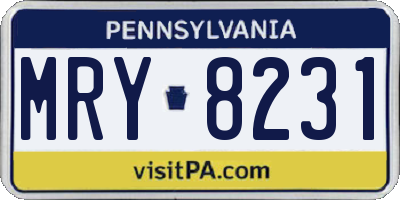 PA license plate MRY8231