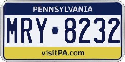PA license plate MRY8232