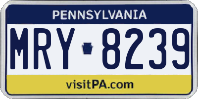 PA license plate MRY8239