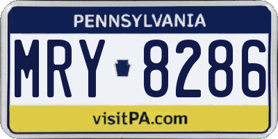 PA license plate MRY8286