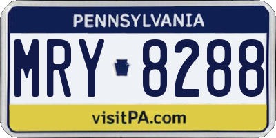 PA license plate MRY8288