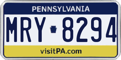 PA license plate MRY8294