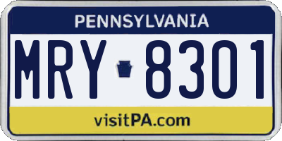 PA license plate MRY8301