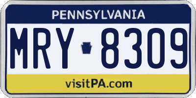 PA license plate MRY8309