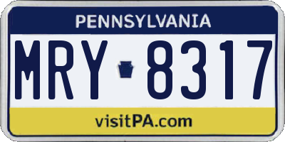 PA license plate MRY8317