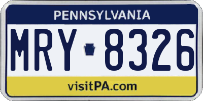 PA license plate MRY8326