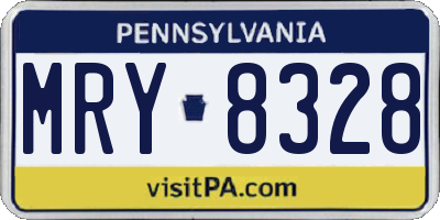 PA license plate MRY8328
