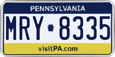 PA license plate MRY8335