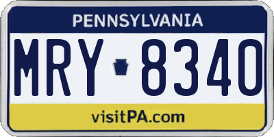 PA license plate MRY8340