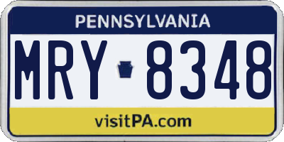 PA license plate MRY8348