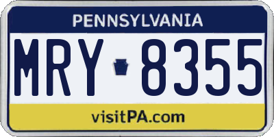 PA license plate MRY8355