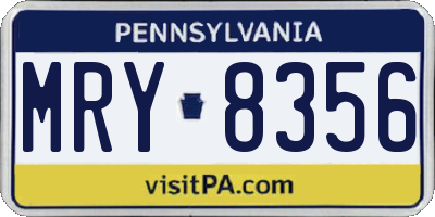 PA license plate MRY8356