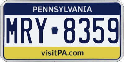 PA license plate MRY8359