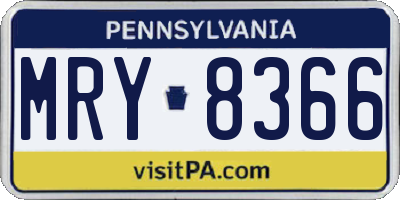 PA license plate MRY8366