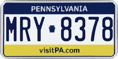 PA license plate MRY8378