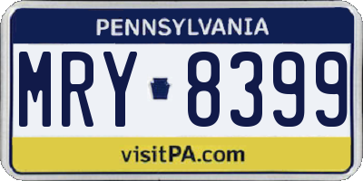 PA license plate MRY8399