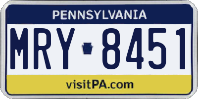 PA license plate MRY8451
