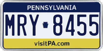 PA license plate MRY8455