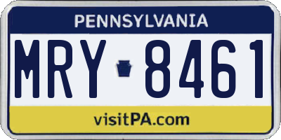 PA license plate MRY8461