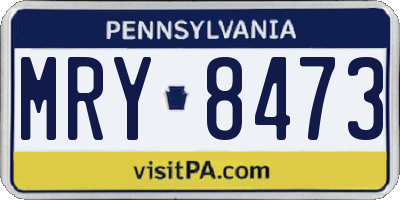 PA license plate MRY8473